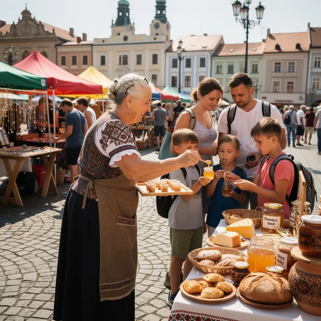 A close-up of traditional Slovak cuisine served in a charming restaurant, inviting patrons to dine.